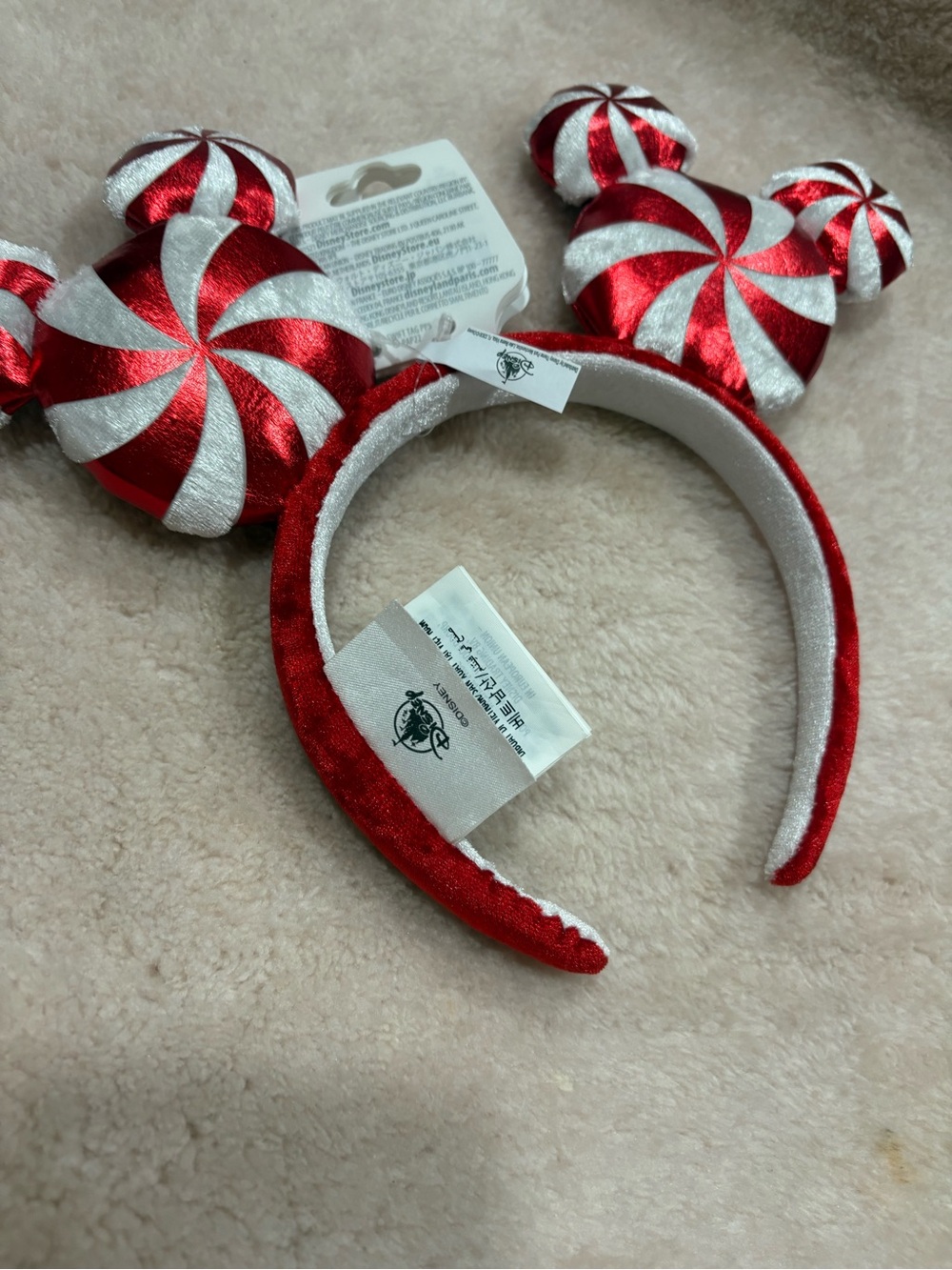Disney Red and White Peppermint Mickey Ear Headband